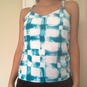 Teal and white tank top